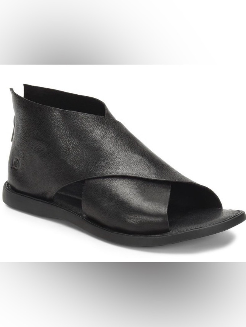 Born Iwa Black Leather Open-Toe Ankle Wrap Sandals